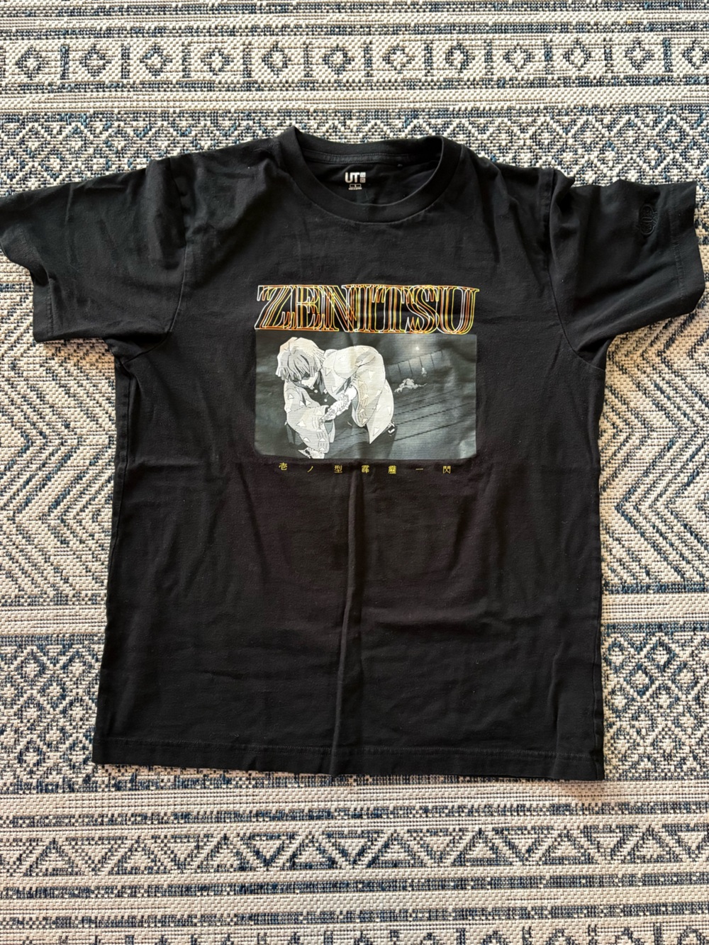 Uniqlo Black Crewneck Tee with Zenitsu Logo